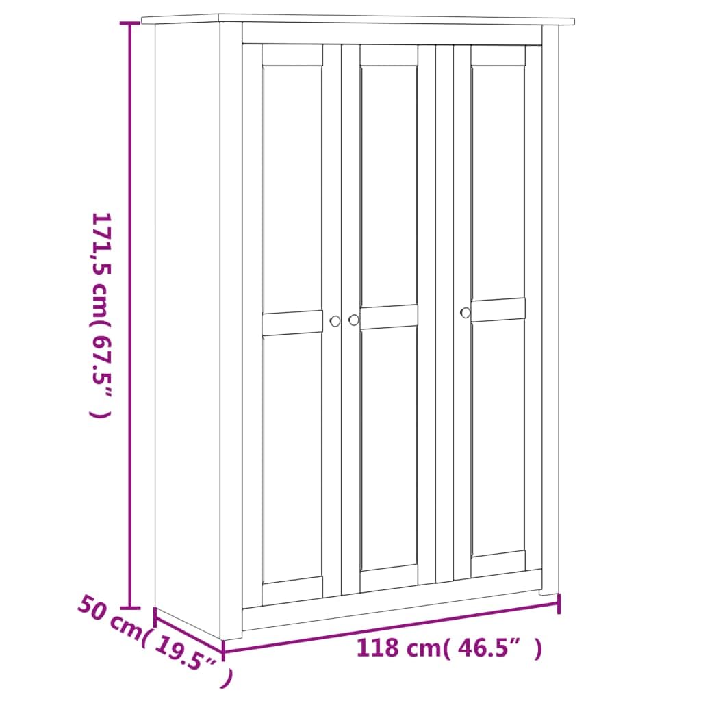 Home-Schränke & Aufbewahrung, Schränke & Kleiderschränke, 3-türiger Kleiderschrank, weiß, 118 x 50 x 171,5 cm, Panama-Serie Pine