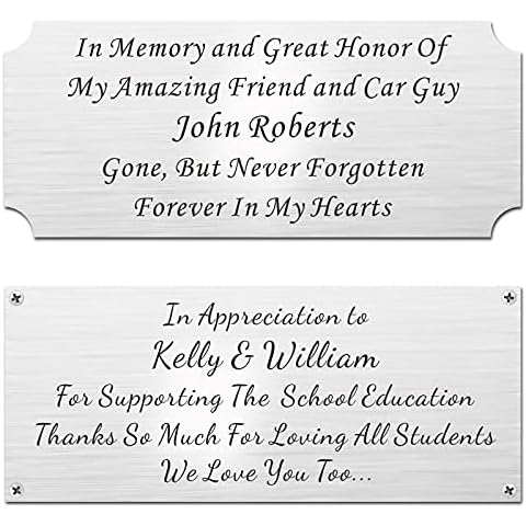2.5" H x 6" W, Personalized, Custom Laser Engraved, Brushed Stainless Steel Plate Picture Frame Name Label Art Tag for Frames, with Adhesive Backing or Screws Cover