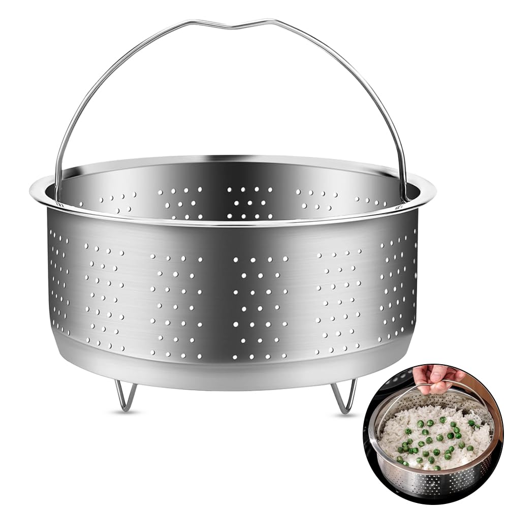 Vaporera de acero inoxidable 304, inserto al vapor para olla, inserto para olla, colador para ollas, ollas de cocina, olla a presión, guisar verduras, frutas, huevos, 22 cm