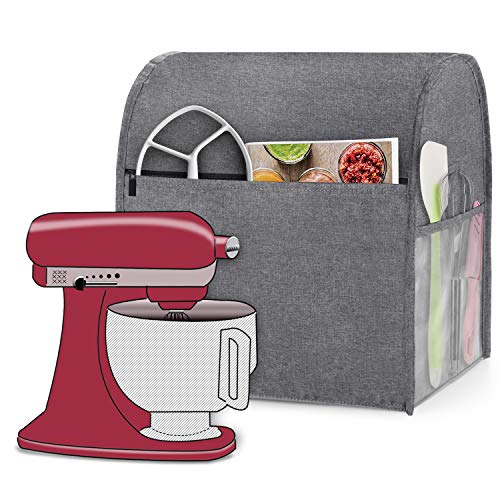 Luxja Antipolvo Funda para Batidora Amasadora, Cubierta para Batidora Amasadora (Adecuado 4,3 litros y 4,8 litros Batidora amasadora), Gris