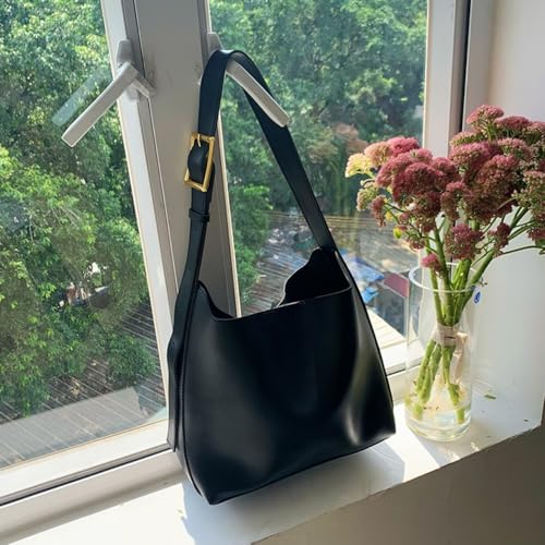 Bolso de hombro de cuero PU para mujer, tote retro grande vegano miniatura 3