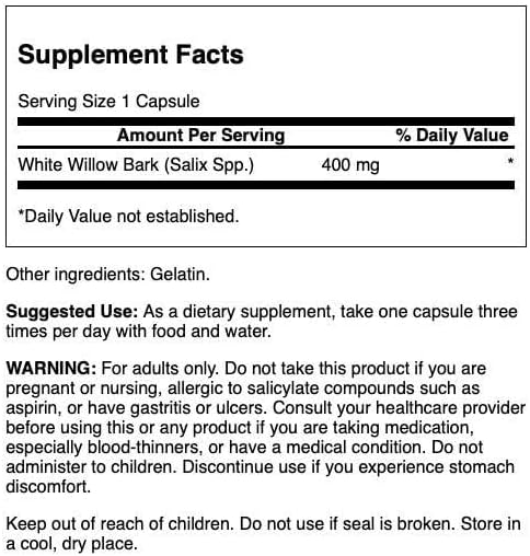 Miniatura 2 de Swanson Corteza de sauce blanco 400 miligramos 90 cápsulas