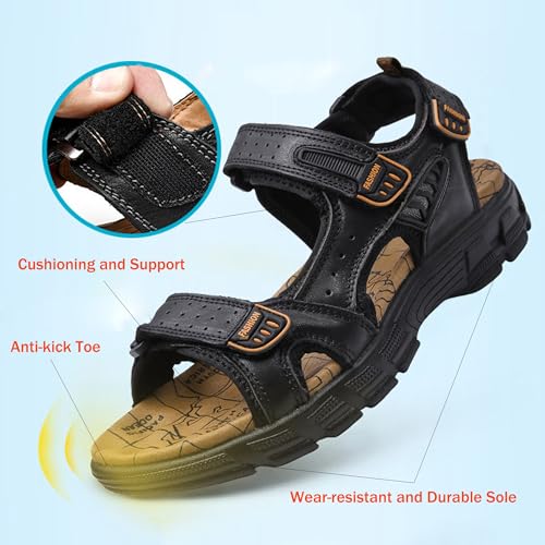 Men's Sport Sandal Leather Hiking Sandals Open Toe Walking Shoes Water Beach Outdoor Athletic Arch Support Summer Sneaker for Men4