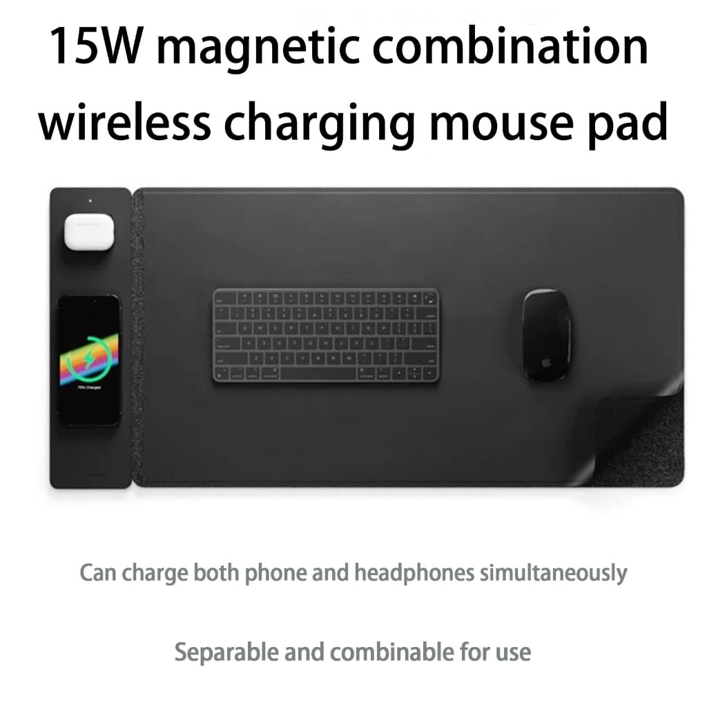Magnetyczna podkładka pod mysz do gier z ładującą podkładką pod mysz 15 W, duża podkładka pod mysz