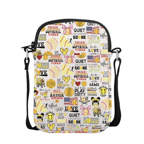 POFULL Softball Lover Gift Baseball Gift Women Softball Gift Softball Coach Gift Softball Player Crossbody Bag