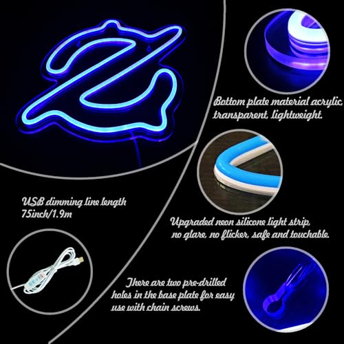 Image of Gaming Gunbreaker Neon Sign for Wall Decor, Game Room, Bedroom Decorations, Dimmable, USB Powered, Blue, 11.8 inch x 11.6 inch
