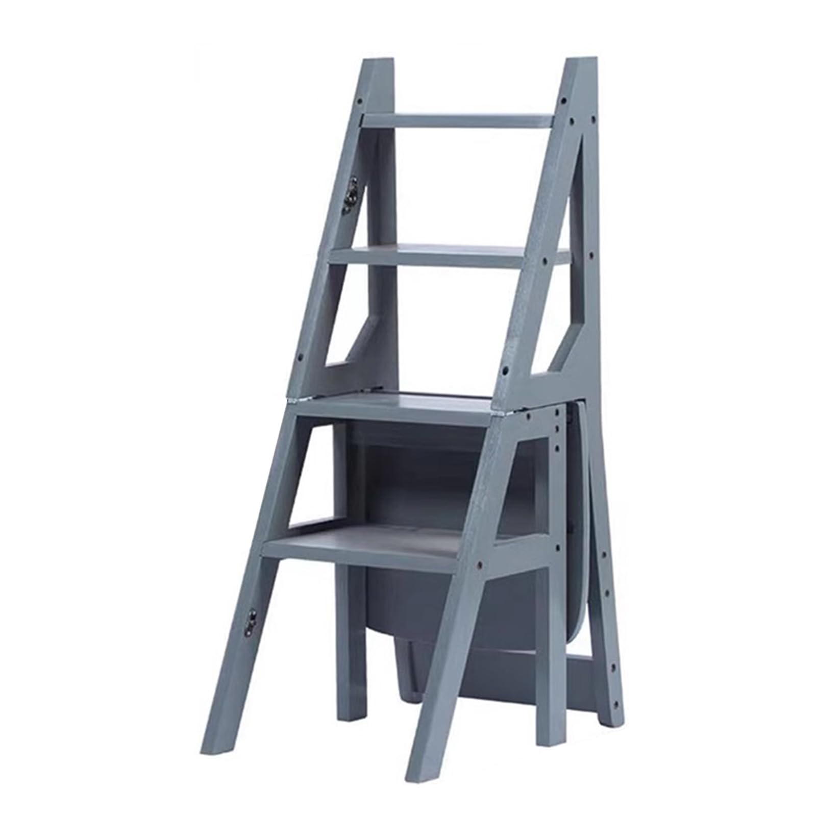 Escalera plegable de madera de 4 peldaños para hogar y biblioteca