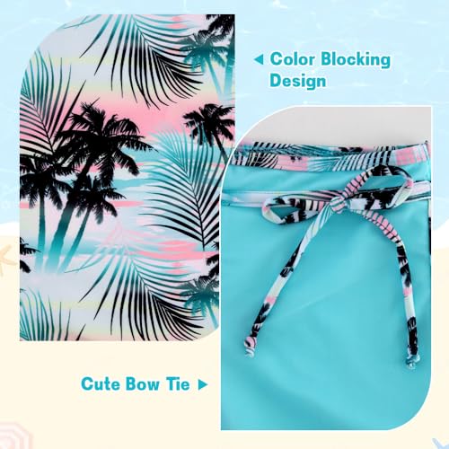 Belovance Girls Swimsuit Two Piece Tankini Bathing Suits Size 12-14 Racerback Swimwear with Shorts Kids Teen Swimming Suit Pool Beach Athletic Swim Suit Quick Dry (Green Coconuts, 13-14 Years)4