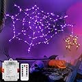 BSGlobal Halloween Window Lights, 19.68” Spider Web Window Lights, 8 Modes Battery Operated Halloween Light with Remote Timer, Waterproof Window Silhouette Light for Indoor Ourdoor Door Yard Decor