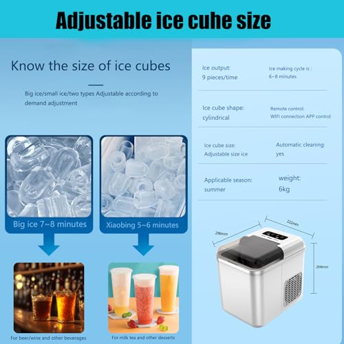 Fabricadora de hielo portátil eléctrica 1.3L automática miniatura 6
