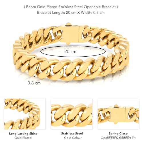 Image of Peora Stainless Steel Metal Bracelet Stylish Openable Fancy Design Jewellery Gift for Men