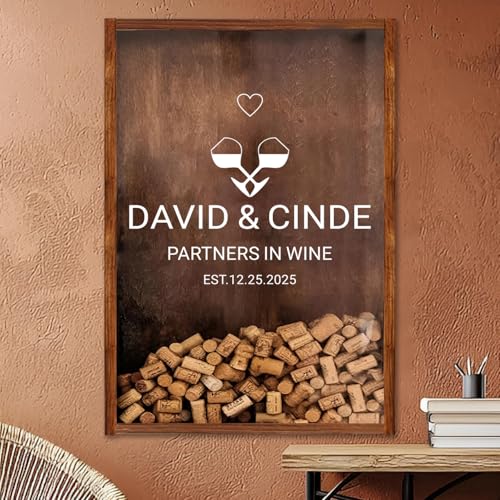 SENSING Boîte Vitrine Personnalisée pour Bouchons de Liège - Présentoir Murale ou de Table - Cadeau de Mariage, Anniversaire, Fête des Pères ou Mères -...