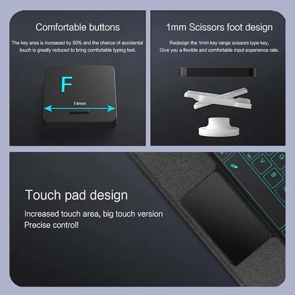 Image of Keyboard Case Compatible for Samsung Galaxy Tab S7+ / S7 FE / S8+12.4inch with Touchpad, Smart 7 Colors Backlits, Magnetic Detachable BT Keyboard Case (Detachable Trackpad, S7 FE 12.4 inch)