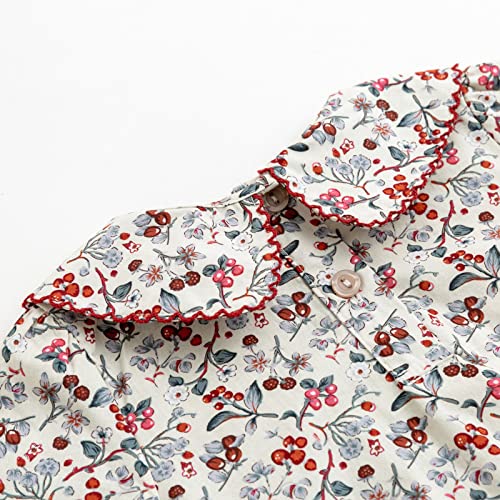 Simplee kids Baby Girls Smocked Dress Handmade Spring Fall Casual Dresses Floral Print Sundress Princess Dress for Toddlers4