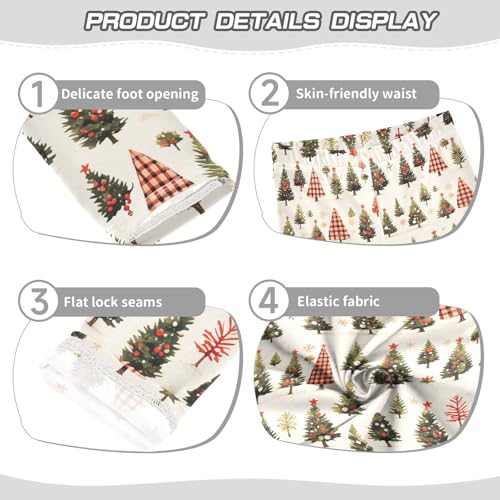 KLL Buffalo Plaid Christmas Trees Toddler Girls Active Leggings Stretch Full Length Yoga Pants Running3