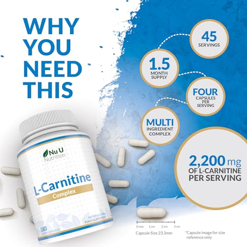 L-Carnitine Complex 2200mg - 180 High Strength Vegan Capsules - with Riboflavin, Biotin, Chromium, Vitamin D, B3 & B6 - L Carnitine Tartrate Supplement - Made in The UK - Nu U Nutrition - Image 4