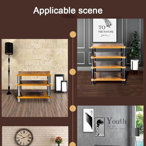 Estante AV HiFi de madera maciza de 4 niveles, gabinete de equipo de audio resistente para tocadiscos y amplificadores, soporte de pie duradero para cine en casa y componentes estéreo - imagen 3