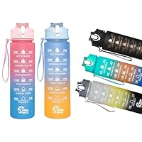 Pack of 2 – 750ml Kids Water Bottles with Straw – Leakproof BPA-Free Tritan Sports Water Bottle for kids, Boys, Girls & Adults – Drinks Bottle for Gym, Cycling, School, Travel (Blue-Pink/Orange)