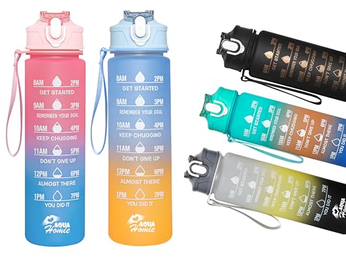 Pack of 2 – 750ml Kids Water Bottles with Straw – Leakproof BPA-Free Tritan Sports Water Bottle for kids, Boys, Girls & Adults – Drinks Bottle for Gym, Cycling, School, Travel (Blue-Pink/Orange)