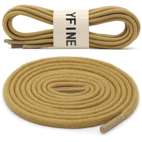 Image of YFINE Waxed Round Shoe Laces: 2 Pairs Oxford Shoelaces for Dress Shoes Boot | 4mm Thick, 20 Colors, 24 inch-71 inch, for Business Footwear, Chukka Boots, Men & Women