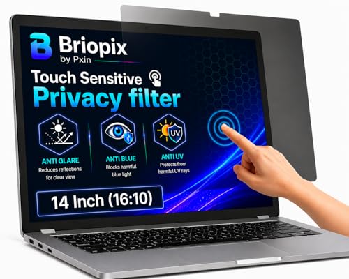Image of Briopix Aura 14 Inch (16:10) | Touch Sensitive Privacy | Anti Blue | Anti Glare | UltraThin | UV Block & BLUVLIGHT Block Layer | Privacy Filter compatible with HP /Dell /Lenovo /Asus /Acer