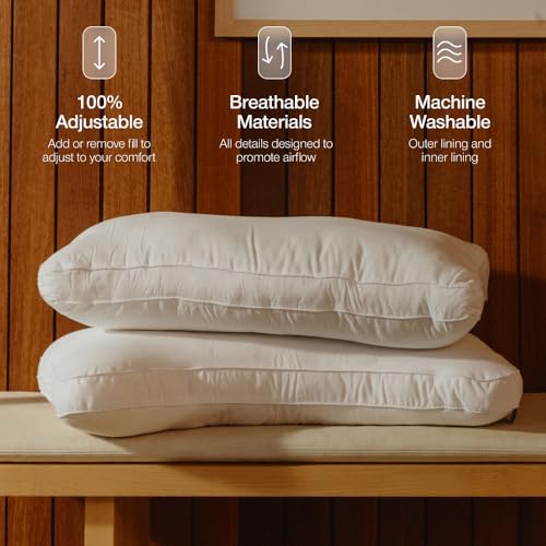 Image of Coop Home Goods Essence Crescent Down Alternative Pillow Set of 2, King Size, Adjustable, Plush & Breathable Pillow, Luxury Hotel Pillow for Side and Back Sleepers, Oeko-TEX Standard 100