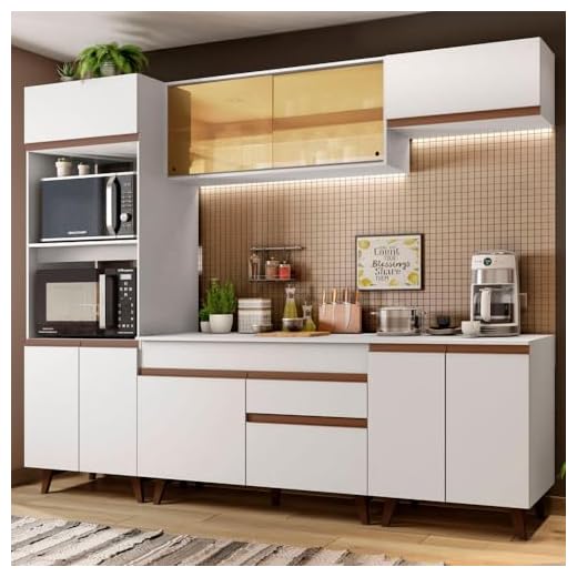 Cozinha Completa Madesa Reims 260002 com Armário e Balcão - Branco