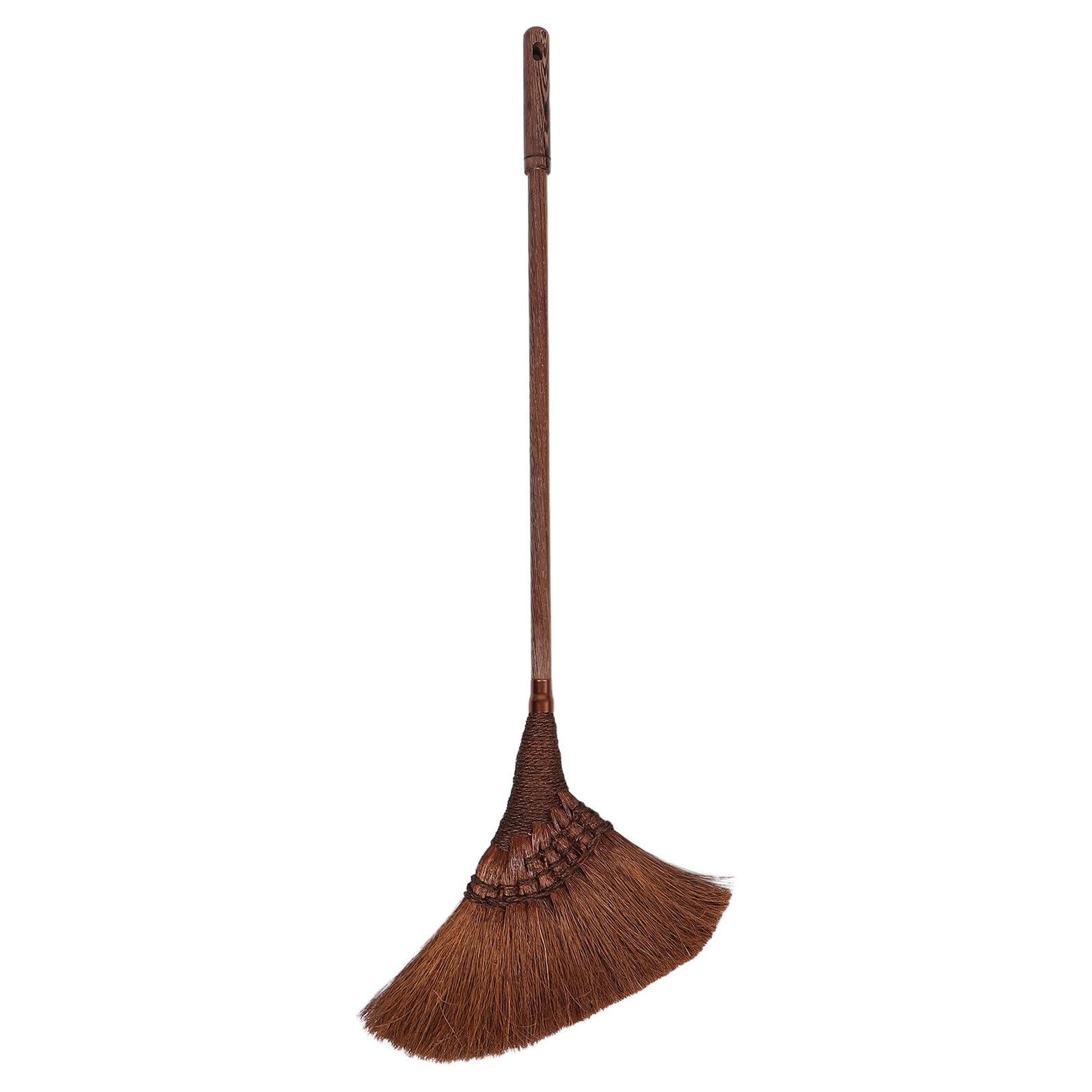 Escoba con Mango Largo de Madera de Palma Engrosada, Cerdas Suaves Antiestáticas, Escoba para Interiores y Exteriores, Herramienta de Limpieza Doméstica y Jardín, 90x30 Cm