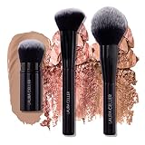 LAURA GELLER NEW YORK Baked Heroes Makeup Brush 3pc Set, Kabuki Foundation Brush, Blush Brush and Br