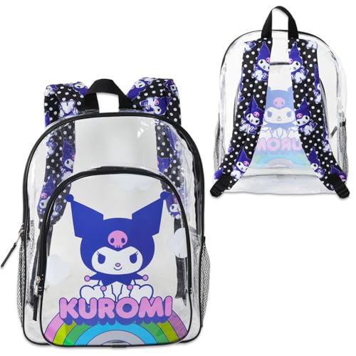 SANRIO Kuromi Clear Backpack - Bundle with 16" School Backpack for Girls Plus Water Bottle, Stickers, More | Transparent School Supplies3