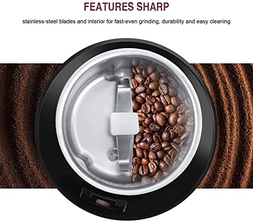 ywewsq Molinillo de café eléctrico, Molinillo de Cuchillas, máquina de molienda de Polvo de Acero Inoxidable para nueces… - Imagen 4