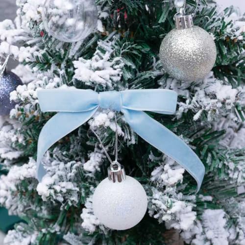 Image of QIANF Vintage Sky Blue Velvet Ribbon Christmas Ribbon for Gift Wrapping Crafts Christmas Tree Ornaments Garland Decorations, 5 /8 Inch X 25Yd