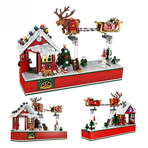 TRCS Bausteine Weihnachtsfeier Weihnachtsmann Elch Schlitten Auto, 940 Teile Adventskalender 2021 Santa Claus…