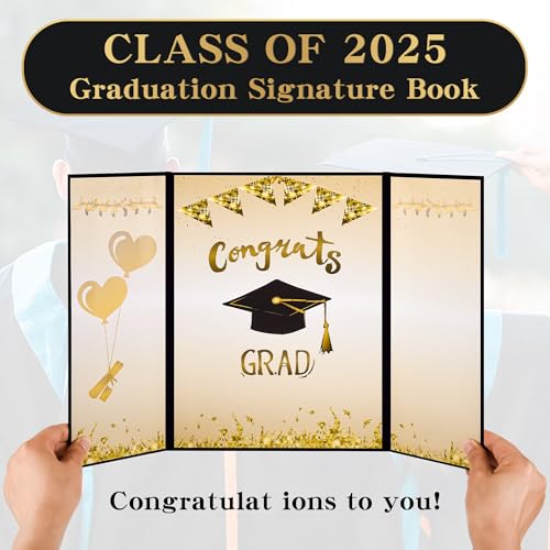 Image of Graduation Guest Book 2025 Party Decorations,Velvet Black Graduation Guest Book,Soft Touch Classic and Versatile Graduation Gifts for Her Him