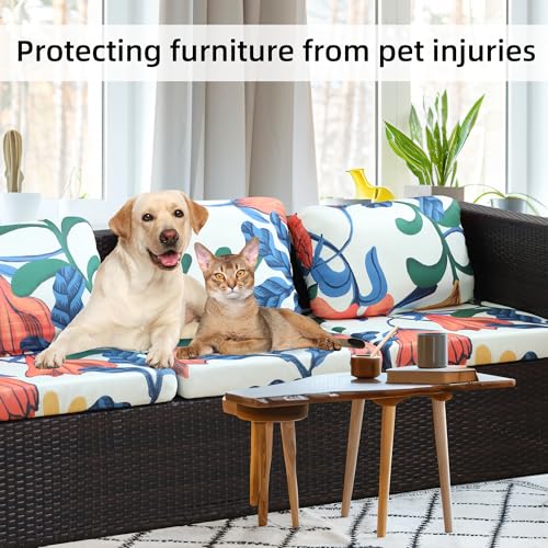 Image of BIETYONE 8Pcs Stretch Patio Cushion Covers, Outdoor Couch Covers Replacement,Outdoor Couch & Sofa Slipcovers,for Patio Furniture Cushion Covers,Washable Reusable Furniture Protector (Print,Cover Only)