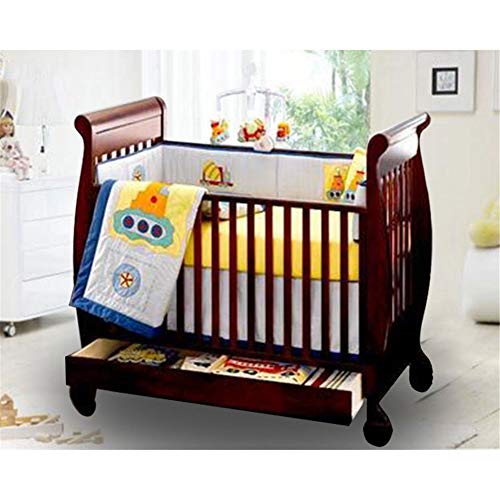 WDXIN Cunas Tipo Gemelo, Altura Ajustable con barandilla pequeña Cama de bebé Europea de Madera Maciza Adecuado para bebé de 0-7 años,B