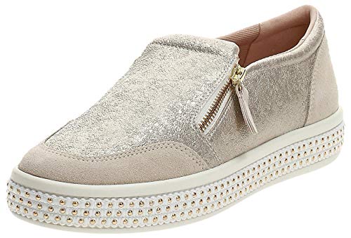 Geox Leelu Womens Leather Matt Trainers in Cream (6.5 US; Cream)