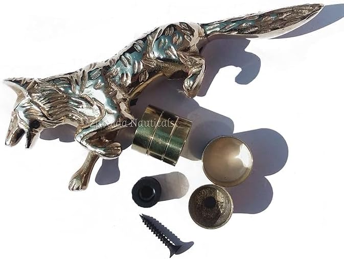 Miniatura 4 de Mango de cabeza de lobo de latón macizo en relieve antiguo para bastones de bastón, dorado