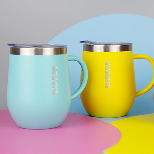 Miniatura 6 de BJPKPK 2 tazas de café aisladas, vaso de café aislado de acero inoxidable de 12 onzas con tapa para bebidas calientes y bebidas frías, color gris