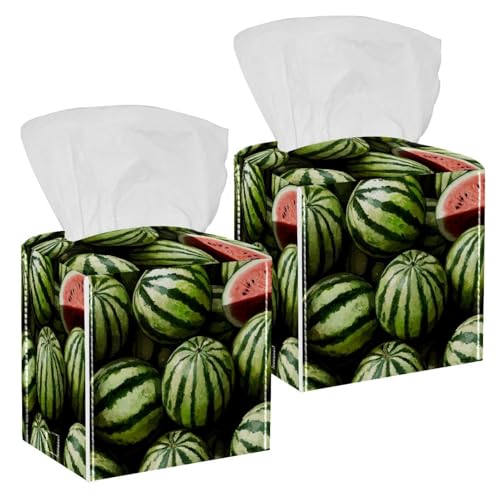 Boîte à mouchoirs en cuir pastèque Lot de 2 distributeurs rectangulaires de table