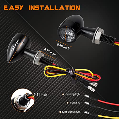 Quasco Universal Motorcycle Turn Signals Amber/Red Led Turn Signal Kit Rear Mini Blinkers Compatible With Harley Honda Kawasaki Suzuki Triumph Yamaha #TOP4