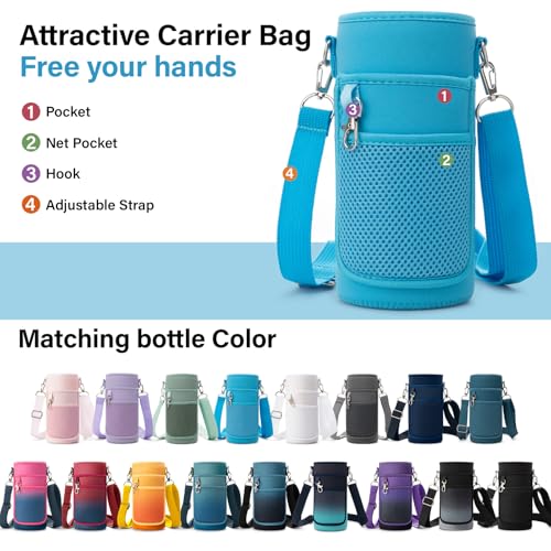Insulated Water Bottle | Thickened Stainless Steel Vacuum Metal | Portable Sports Water Jug for Gym and Hiking with Straw, Carrier Bag, Handle Strap | BPA-Free 32 oz