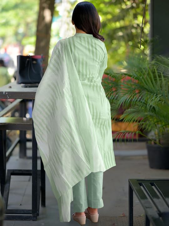 Image of ANNI DESIGNER Women Cotton Blend Kurta with Pant & Dupatta