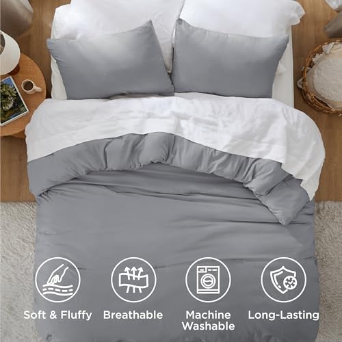 Image of Bedsure Oversized King Comforter Set, Grey Soft Prewashed Bedding for All Seasons, 3 Pieces GentleSoft Bed Set, 1 Lightweight Comforter (120 inchx98 inch) and 2 Pillowcases (20 inchx36 inch)
