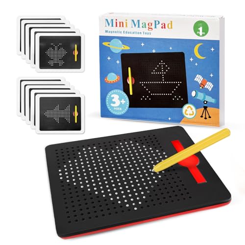 AMFUN Magnetyczna tablica kreślarska, magiczna gra magnetyczna, magnetyczna tablica dla dzieci, do zabrania ze sobą, zabawki edukacyjne dla dzieci od 3 lat (czarna)