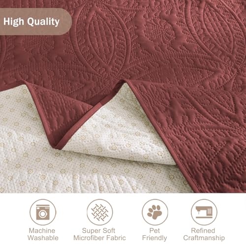 Image of Quilted Grand Sofa Covers for 4 Cushion Couch, Couch Cover for Grand Sofa Washable, Soft Cozy Couch Protector, Oversized Grand Sofa Slipcovers Water-Repellent (Grand Sofa 98 inch, Red)