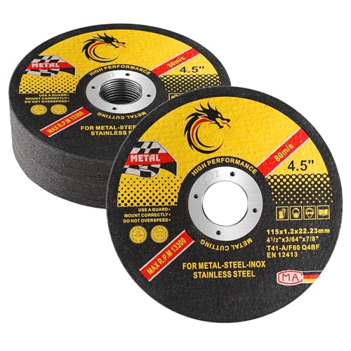 PUOPOSTY 4 1/2 Cut Off Wheel Angle Grinder Cutting Disc for Metal & Stainless Steel, Max 13,300 RPM, 0.045' Thin Grinding Wheel,10 Pack