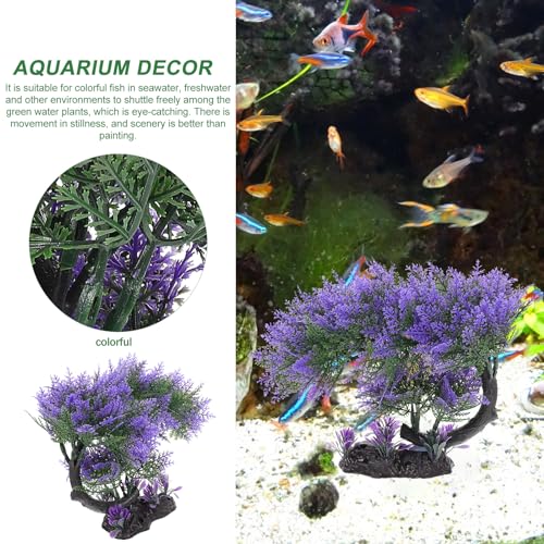Image of Ipetboom 1PC Aquarium Plants Fish Tank Decoration Artificial Fish Tank Decorations for Household and Office Aquarium Simulation Fish Tank Accessories Aquarium Ornament Fake Purple Bonsai