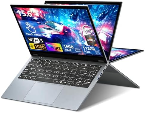 Xrenbuw Notebook Win 11, 15,6 Pollici PC Portatile 16GB RAM 1TB SSD, Celeron N5095 CPU, Webcam+BT4.2+USB3.0, Laptop Digitale Tastiera Retroilluminata/Sblocco Impronta Digitale, 180° Flip IPS Schermo