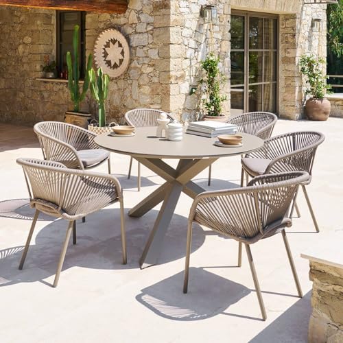 Table de jardin 6 places Oryon D130cm café Hespéride - vue 2